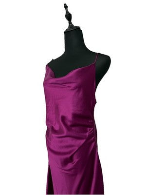 Zara Women's Midi Dress Medium Purple Satin Effect Ruching Evening