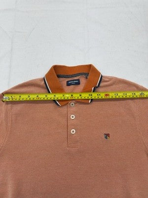 Jack & Jones Men's Terracotta Cotton Polo Shirt Short Sleeve M