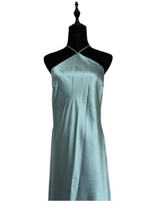 NWT Zara Satin Slip With Spaghetti Straps Midi Dress Blue Gray Size Usa Small