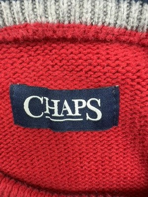 Chaps Red XL Cotton Herringbone Crewneck Pullover Sweater Men