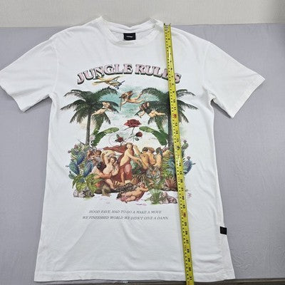 Unisex Jungle Graphic Tee White Cotton Short Sleeve Crewneck Regular