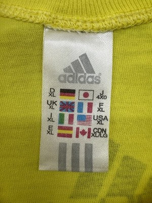 Adidas Yellow Soccer Jersey XL Men Short Sleeve Stripes Spain