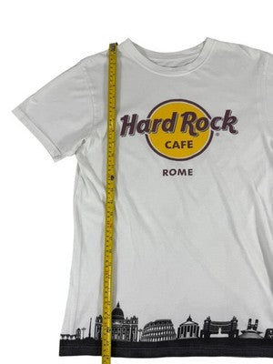 Hard Rock Cafe Rome Skyline Women's Small White T-Shirt Vintage