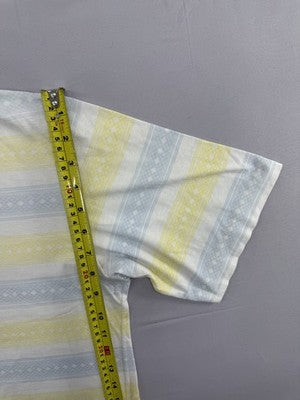 Fila Vintage Italian Polo Shirt Yellow White Striped Cotton Short Sleeve