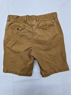 Tommy Hilfiger Men's Khaki Cotton Chino Shorts Regular Fit Flat Front