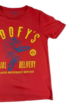 Disney Goofy Mickey Mouse Red Short Sleeve T-Shirt Size L