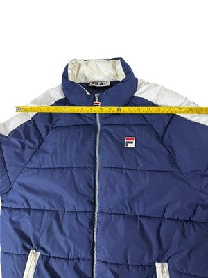Fila Men's Navy Blue Puffer Jacket Size L Vintage Winter