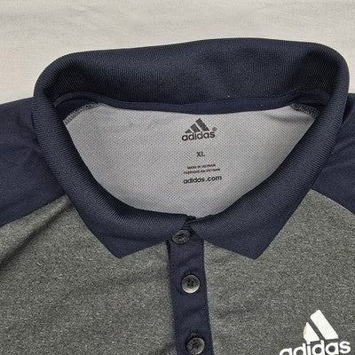 Adidas Men's XL Short Sleeve Polo Shirt Gray/Navy Climacool Poly XL