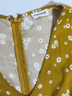Even&Odd Women's Yellow-Floral Open Slit Dress Size M Sundress Beach
