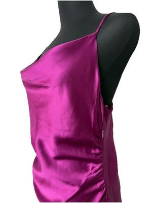 Zara Women's Midi Dress Medium Purple Satin Effect Ruching Evening