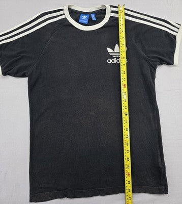 Adidas Men's Black White Striped Short Sleeve Cotton T-Shirt L