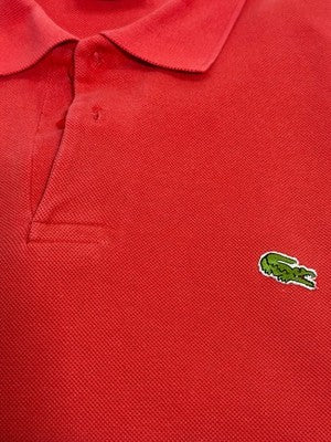 Chemise Lacoste Red 2 Button Polo Shirt Crocodile Logo Men's Size XL