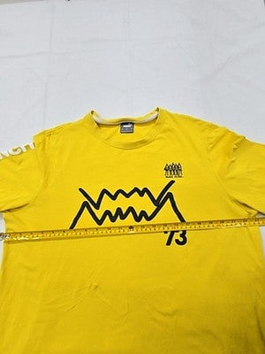 Puma Yellow Printed Fleece Sweatshirt XL Long Sleeve Men Crewneck