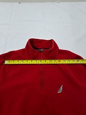 Nautica Men's M Red Quarter Zip Fleece Pullover Mock Neck
