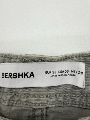 Bershka Unisex Gray Cargo Pants Size M Relaxed Cotton Drawstring