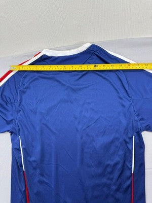 Adidas Women's Striped Climalite V-Neck Jersey Tee Small Blue