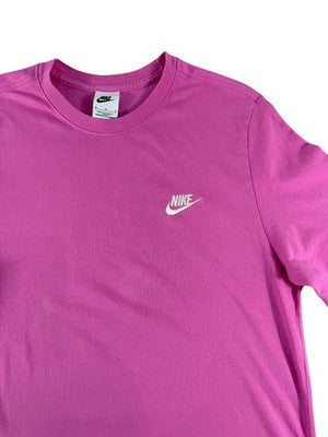 Nike Women's Pink Sportswear Club T-Shirt M Embroidered Logo Cotton