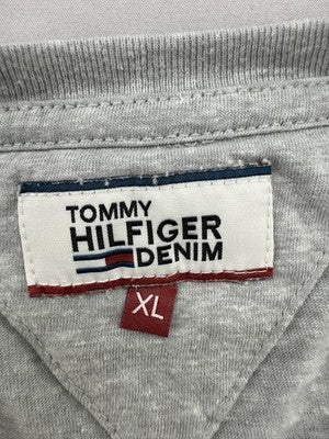 Tommy Hilfiger Men's XL Grey V-Neck Graphic Short Sleeve Cotton T-Shirt