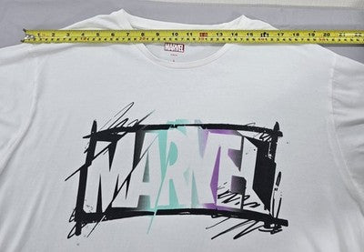 Marvel Graffiti Crew Neck T-Shirt White Cotton Size L