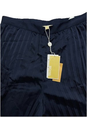 BNWT Michael Kors Pleated Satin Wide-Leg Pants In Midnight Blue Rrp $353