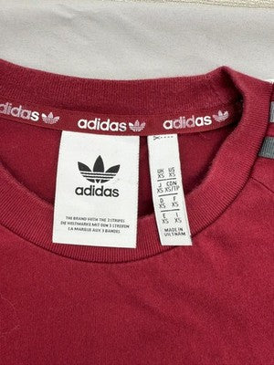 Adidas Originals Men's XS Burgundy Stripe 3-Stripes T-Shirt Cotton