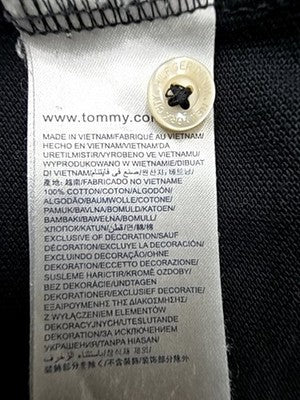 Tommy Hilfiger Men's Black Cotton Polo L Short Sleeve Flag Logo
