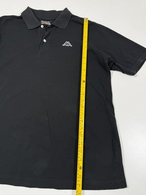 Kappa Black Pique Polo Shirt M Short Sleeve Button Collared Logo