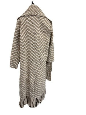 NWT Ted Baker Beige & Cream Twill Knit Scarf Coat New Size 2 Uk 10