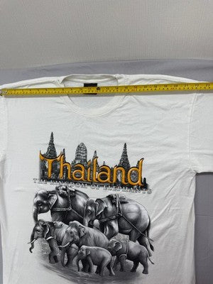 SP Super Vintage Thailand Elephant T-Shirt Men XL White Cotton