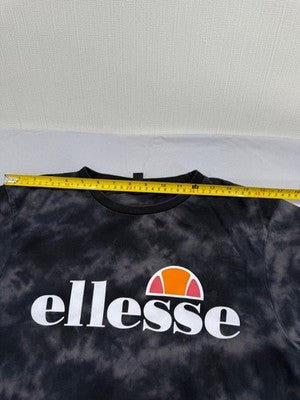 Ellesse Black Tie Dye Women's T-Shirt UK 12 Short Sleeve Logo