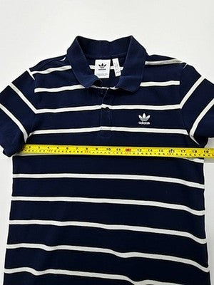 Adidas Niños Azul Marino Rayas Polo Juvenil L Regular Abotonado