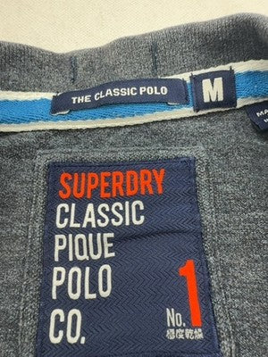 Superdry Classic Pique Polo Grey M Short Sleeve Men's