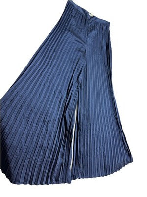 BNWT Michael Kors Pleated Satin Wide-Leg Pants In Midnight Blue Rrp $353
