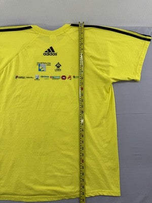Adidas Yellow Soccer Jersey XL Men Short Sleeve Stripes Spain