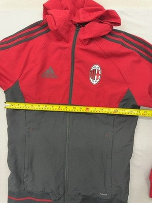 Adidas AC Milan Red Black Full Zip Track Jacket Hooded S Men Soccer