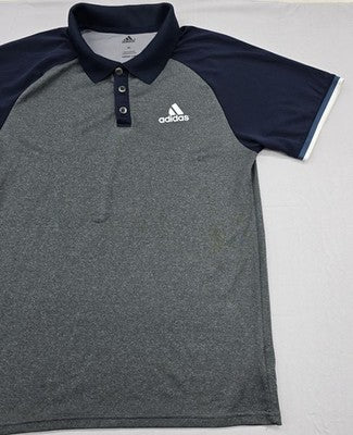 Adidas Men's XL Short Sleeve Polo Shirt Gray/Navy Climacool Poly XL