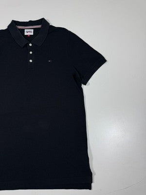 Tommy Jeans Black Polo Shirt XL Short Sleeve Pique Logo