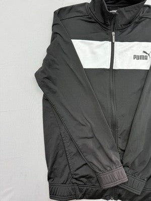 Puma Forever Better Black Track Jacket M Zip-Up White Stripe Polyester