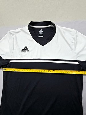 Adidas Men's M Black White Striped V-Neck Climalite Jersey Short Sleeve