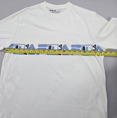 Fila Men's White Logo Cotton T-Shirt Sz M Short Sleeve