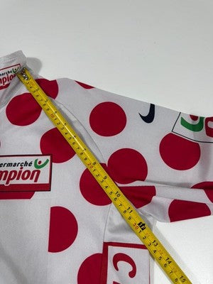 Nike XL Tour De France Polka Dot Cycling Jersey White Red Long Sleeve