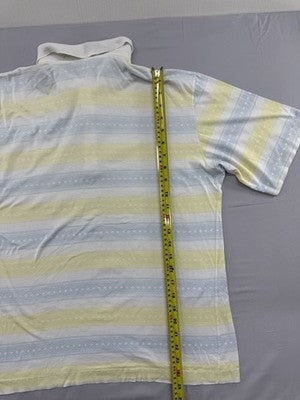 Fila Vintage Italian Polo Shirt Yellow White Striped Cotton Short Sleeve