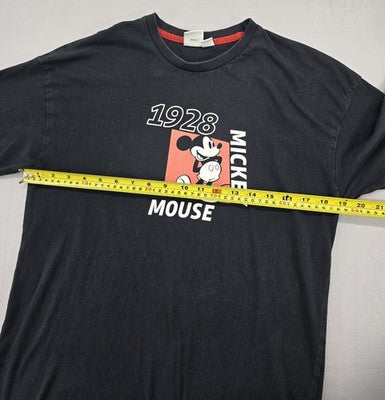 Disney Mickey Mouse Black Graphic T-Shirt XL Men's Cotton