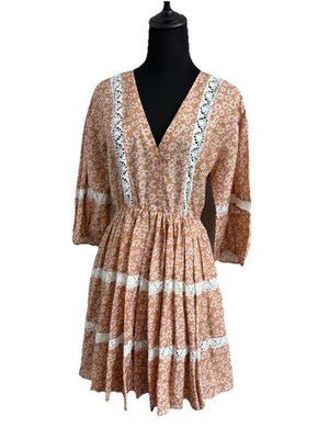 Maje Rayanik Mini Dress In Pink Floral Print, Made From A Linen Blend Rrp $360