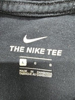 Nike Men Black Logo T-Shirt Size L Regular Crew Neck Cotton Jersey