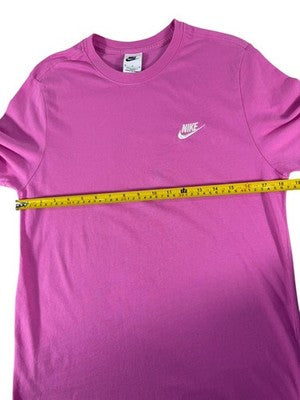 Nike Women's Pink Sportswear Club T-Shirt M Embroidered Logo Cotton