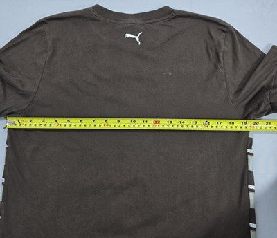 Puma Men's Brown Striped Cotton T-Shirt M Regular Short Sleeve