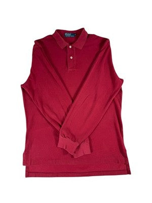 Polo Ralph Lauren Men's M Burgundy Long Sleeve Mesh Polo Shirt