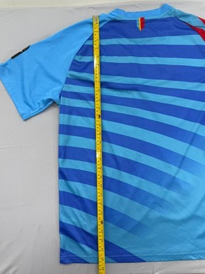 Umbro Men's Blue Striped Soccer Jersey 3XL Short Sleeve Patch