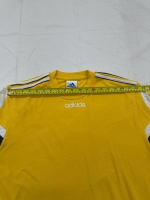 Adidas Men's Yellow Striped Short Sleeve T-Shirt XL 3 Stripes